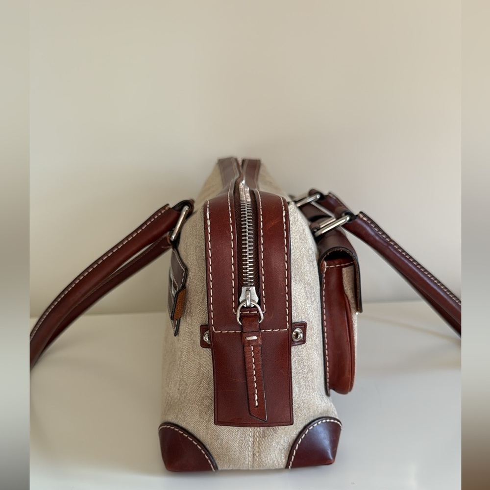 Dooney & Bourke Signature Anniversary Pocket Tote Saddle Brown Leather Handbag - Picture 7 of 16